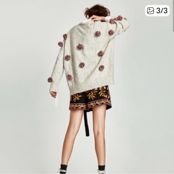 Zara Knits PomPom Sweater size small - Picture 3 of 10